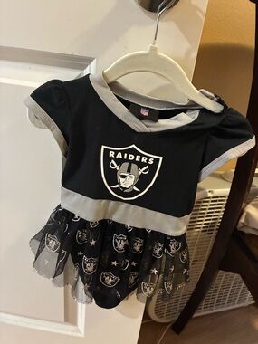 NFL Raiders Black and Silver Girls One-Piece Dress